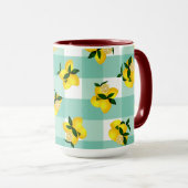 Lemon Chic Aqua Gingham Mok (Voorkant rechts)