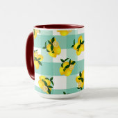 Lemon Chic Aqua Gingham Mok (Voorkant links)