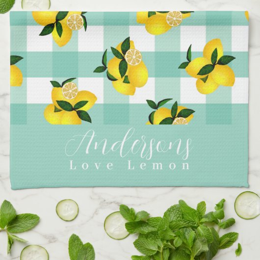 Lemon Chic Aqua Gingham Theedoek (Gevouwen)