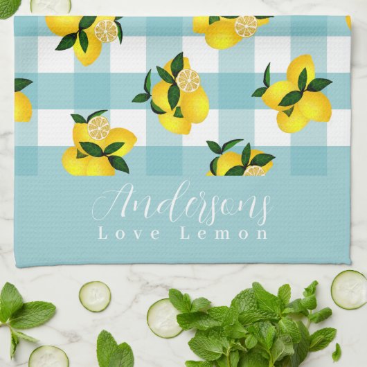 Lemon Chic Blue Gingham Theedoek (Gevouwen)