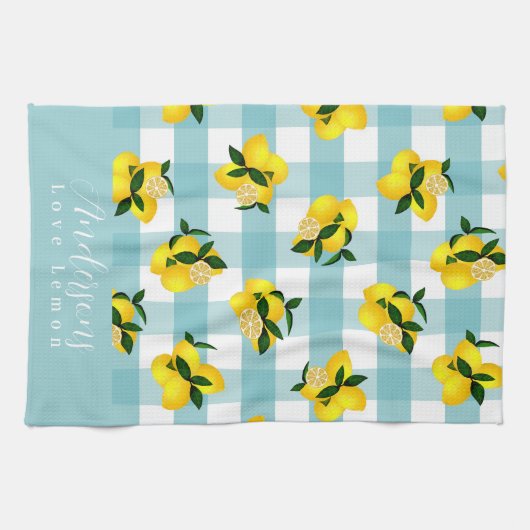 Lemon Chic Blue Gingham Theedoek (Horizontaal)