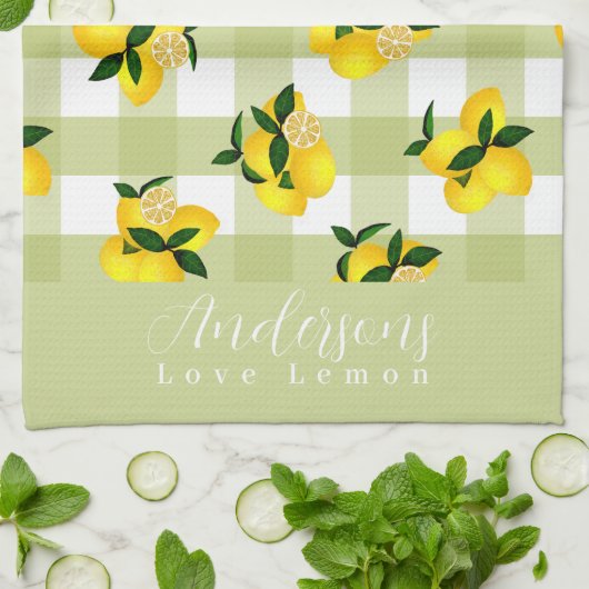 Lemon Chic Green Gingham Theedoek (Gevouwen)