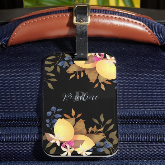 Lemon Chic Monogram Zwart Bagagelabel (Voorkant Insitu 2)