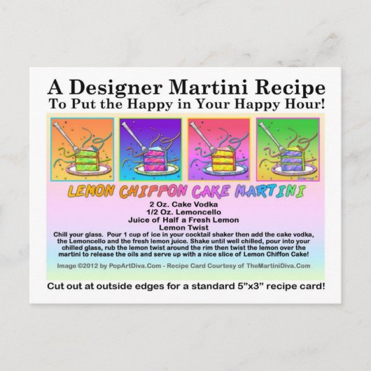 Lemon Chiffon Cake Martini Recipe Briefkaart (Voorkant)