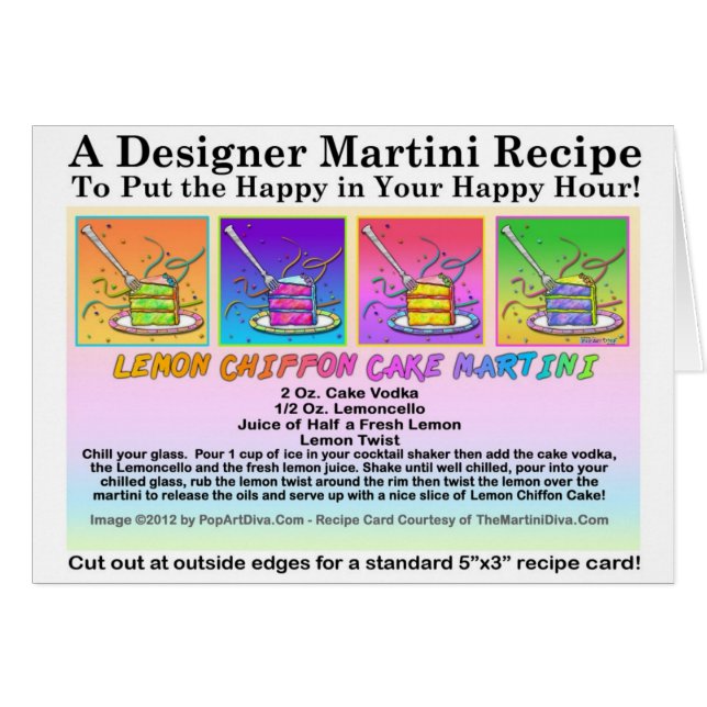 Lemon Chiffon Cake Martini Recipe Wenskaart (Voorkant Horizontaal)