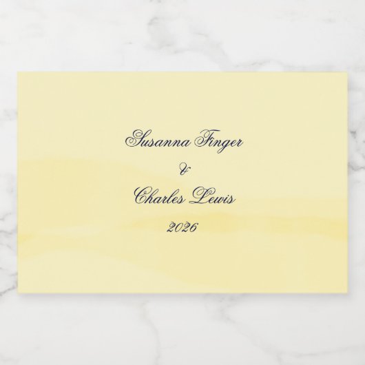 Lemon Chiffon Watercolor Sparkling Wijnetiket (Enkel label)