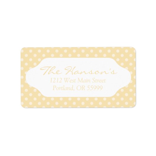 Lemon chiffon yellow polka dots adresetiketten etiket (Voorkant)