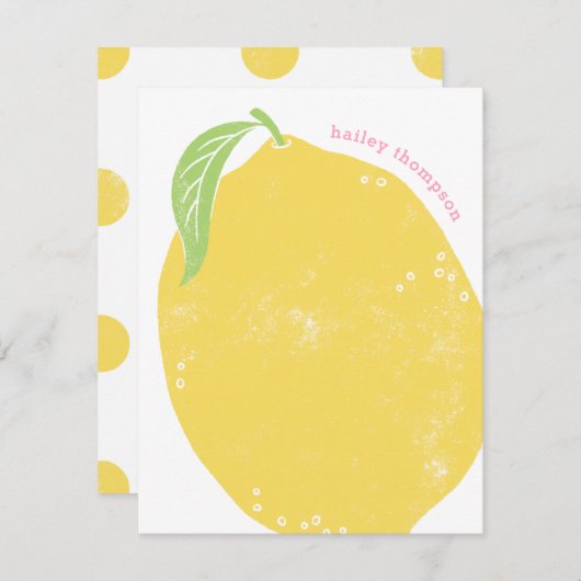 Lemon Children's Stationery Note Kaart (Voorkant / Achterkant)