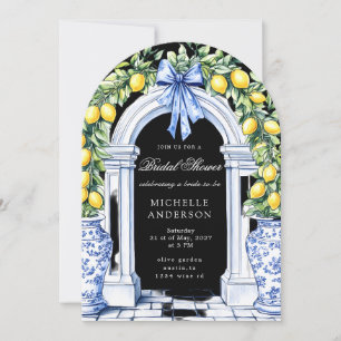 Lemon Chinoiserie  Floral Vrijgezellenfeest Kaart