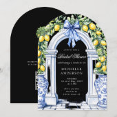 Lemon Chinoiserie  Floral Vrijgezellenfeest Kaart (Voorkant / Achterkant)