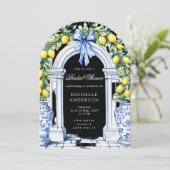 Lemon Chinoiserie  Floral Vrijgezellenfeest Kaart (Staand voorkant)