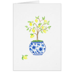Lemon Chinoiserie Waterverf Print Wenskaart