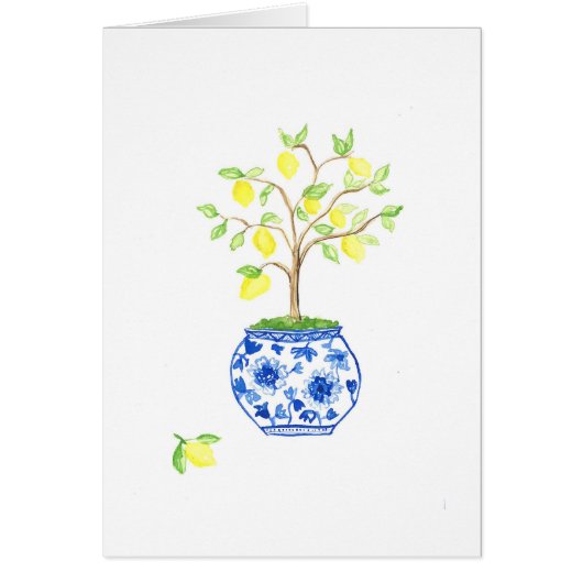 Lemon Chinoiserie Waterverf Print Wenskaart (Voorkant)