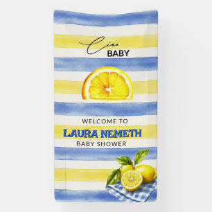 Lemon Ciao Baby Blauw Gele Streep Welkom Spandoek
