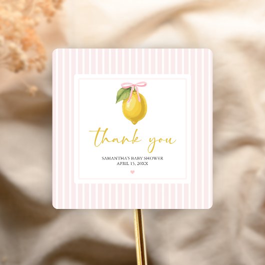 Lemon Ciao Baby Shower Vierkante Sticker