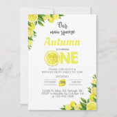 Lemon, citroenmeisje, eerste verjaardag uitnodigin kaart (Voorkant)