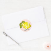 Lemon Citrus 1st Birthday Blush Pink Bedankt Ronde Sticker (Envelop)