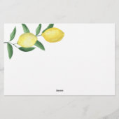 Lemon Citrus - Advies aan het Vrijgezellenfeest en Briefpapier (Achterkant)