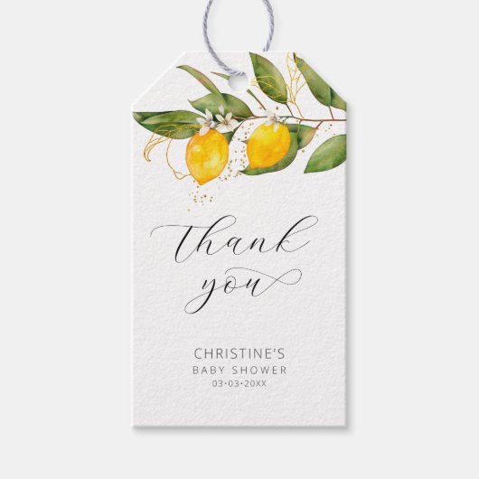 Lemon Citrus Baby shower Dank je cadeau Labels Cadeaulabel (Voorkant)