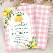 Lemon Citrus Baby shower Girl Pink Gingham Kaart