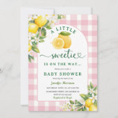 Lemon Citrus Baby shower Girl Pink Gingham Kaart (Voorkant)