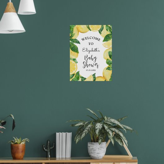 Lemon Citrus Baby shower Welkom Poster (Woonkamer 1)