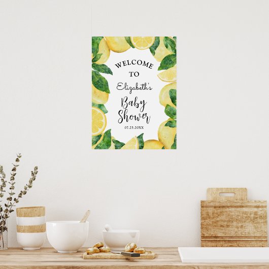 Lemon Citrus Baby shower Welkom Poster (Keuken)