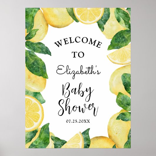 Lemon Citrus Baby shower Welkom Poster (Voorkant)