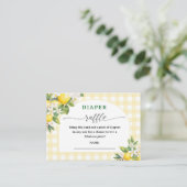 Lemon Citrus Baby Shower Yellow Diaper Raffle Informatiekaartje (Staand voorkant)