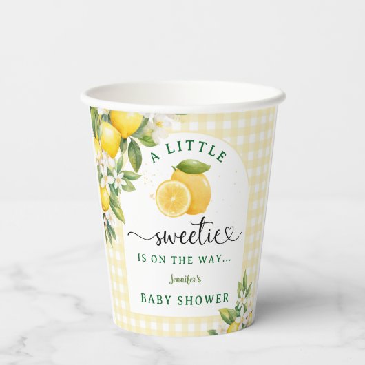 Lemon Citrus Baby Shower Yellow Papieren Bekers (Achterkant)