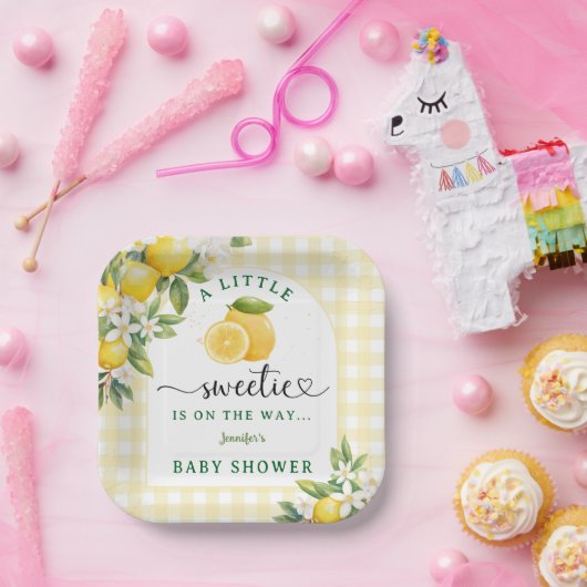 Lemon Citrus Baby Shower Yellow Papieren Bordje (Feest)