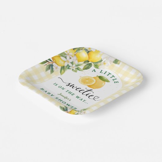 Lemon Citrus Baby Shower Yellow Papieren Bordje (Gebogen)