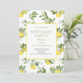 Lemon Citrus Birthday Party Picnic Invitation Kaart (Staand voorkant)