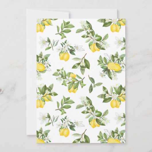 Lemon Citrus Birthday Party Picnic Invitation Kaart (Achterkant)
