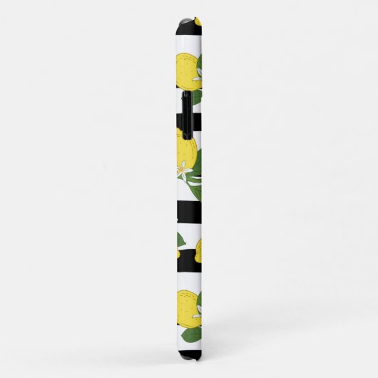 Lemon Citrus Black Stripes Yellow iPhone Case (Achterkant/rechts)