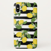 Lemon Citrus Black Stripes Yellow iPhone Case (Achterkant)