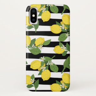 Lemon Citrus Black Stripes Yellow iPhone Case