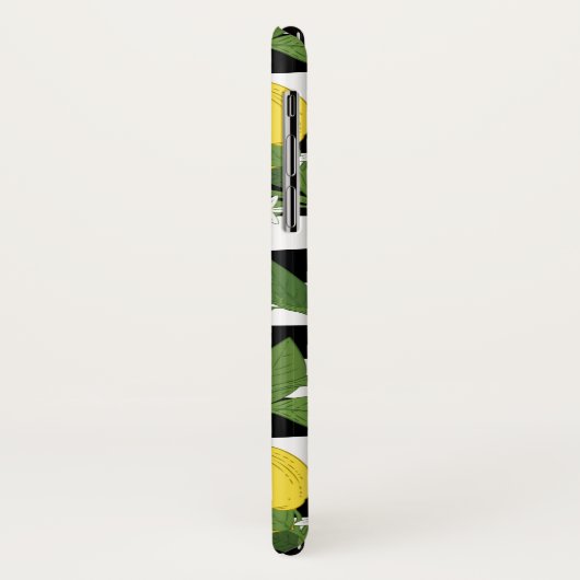 Lemon Citrus Black Stripes Yellow iPhone Case (Achterkant/links)