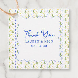 Lemon Citrus Blauw & Geel Huwelijk Dank u Bedankjes Labels