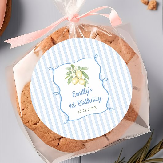 Lemon Citrus Blauwe Verjaardag Ronde Sticker
