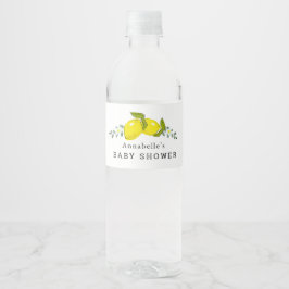 Lemon Citrus Bloemige Baby Shower Waterfles Label Etiket