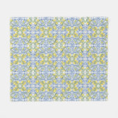 Lemon Citrus Blue Mediterranean Tile Pattern Fleece Deken (Voorkant (Horizontaal))