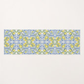 Lemon Citrus Blue Mediterranean Tile Pattern Yogamat (Voorkant (horizontaal))