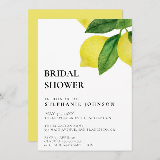 Lemon Citrus Branch Greenery Vrijgezellenfeest Kaart (Voorkant / Achterkant)