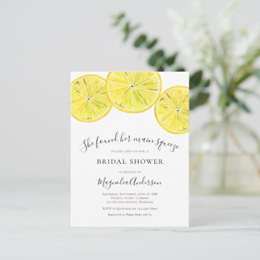 Lemon Citrus Bridal Shower Briefkaart (Staand voorkant)