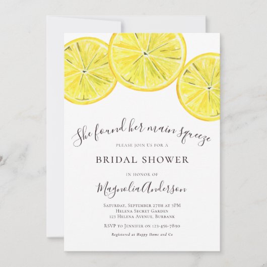 Lemon Citrus Bridal Shower Kaart (Voorkant)