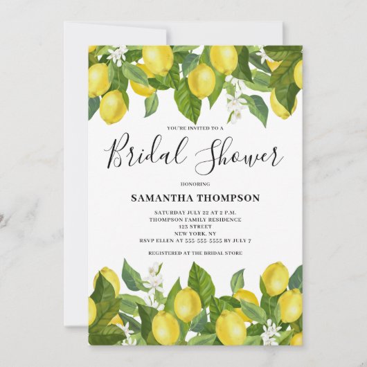 Lemon Citrus Bridal Shower Kaart (Voorkant)