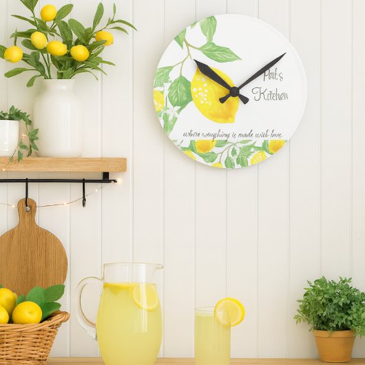 Lemon Citrus Custom Kitchen Wall Clock Ronde Klok