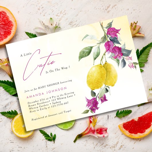 Lemon Citrus Cutie Mama's main Squeeze Baby Shower Kaart