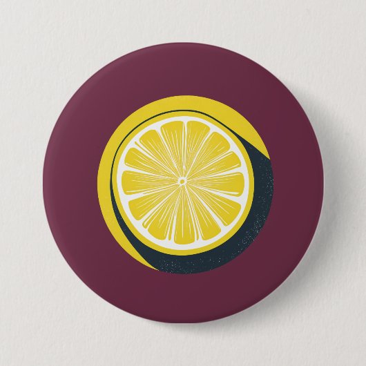 Lemon Citrus Design - Grote knop Ronde Button 7,6 Cm (Voorkant)
